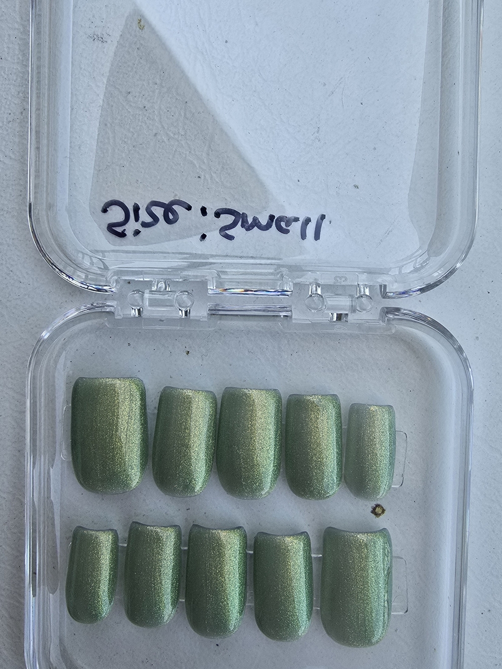 Green Shimmer, Color Changing, Hand Made, Press-On Nail Set. Size Small